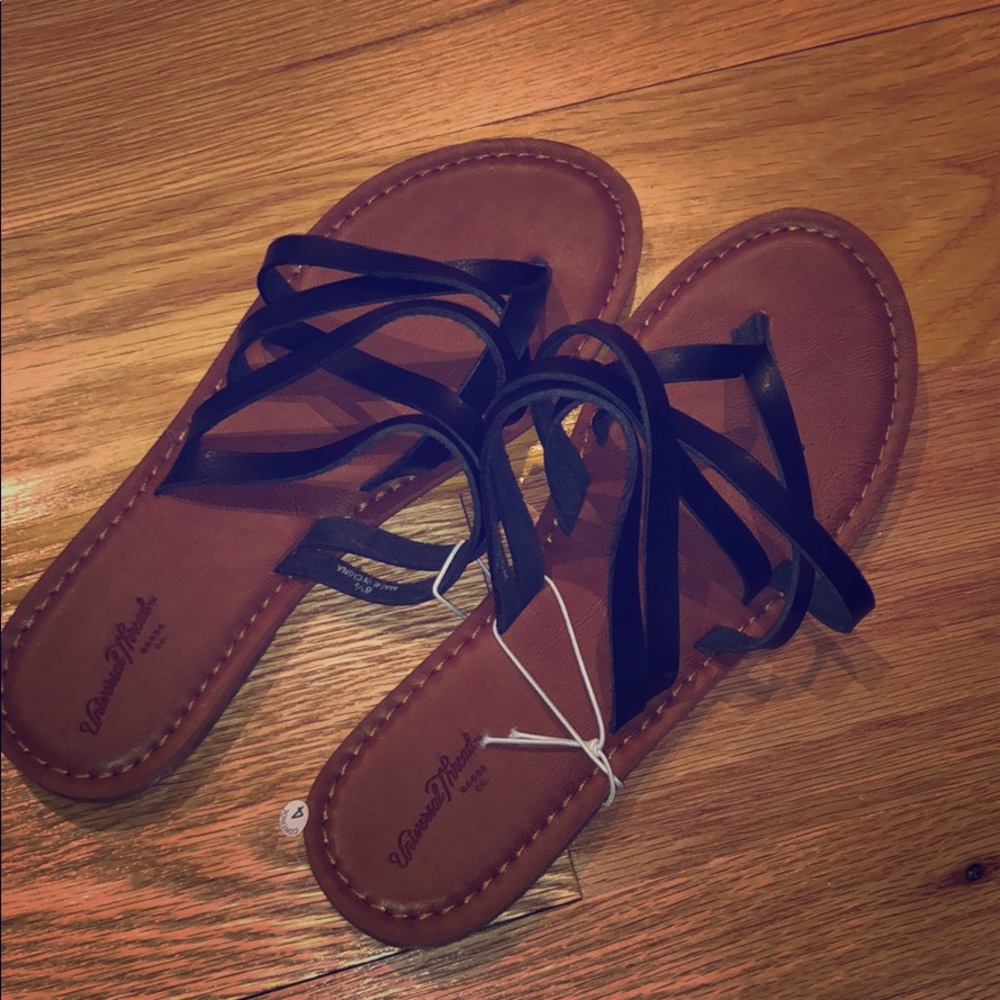 Black slip on sandals